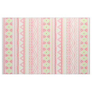 Coral Red Pink Lime Green Aztec Zigzag Muster Stoff