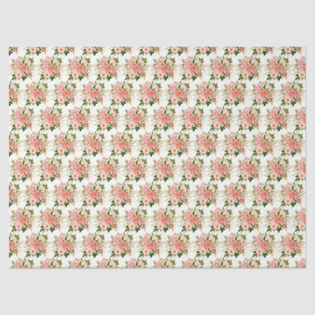 Coral Red Roses with Foliage Seidenpapier (Vorderseite)