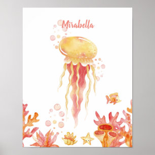 Coral Reef Dreams Quellyfish personalisierbar Poster