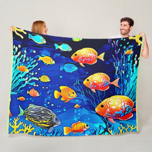 Coral Reef Fish Art Fleecedecke