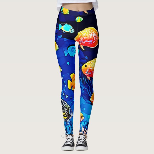Coral Reef Fish Art Leggings (Vorderseite)