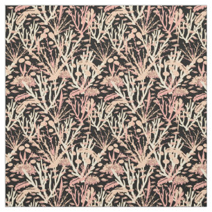 Coral Reef Seabed Pattern auf Schwarz Stoff