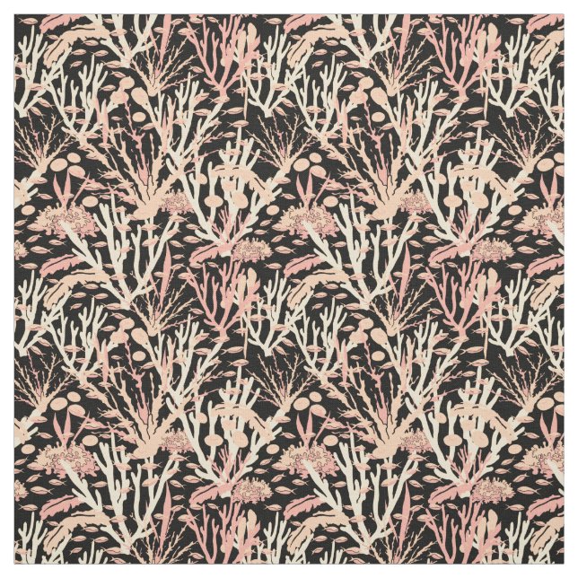 Coral Reef Seabed Pattern auf Schwarz Stoff (Muster)