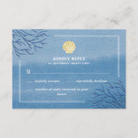 Coral Reef Seashell Beach Wedding RSVP Cards