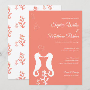 Coral Reef Seepferd Hochzeit Einladung