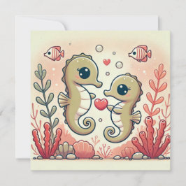 Coral Reef Seepferd Liebe Card Feiertagskarte