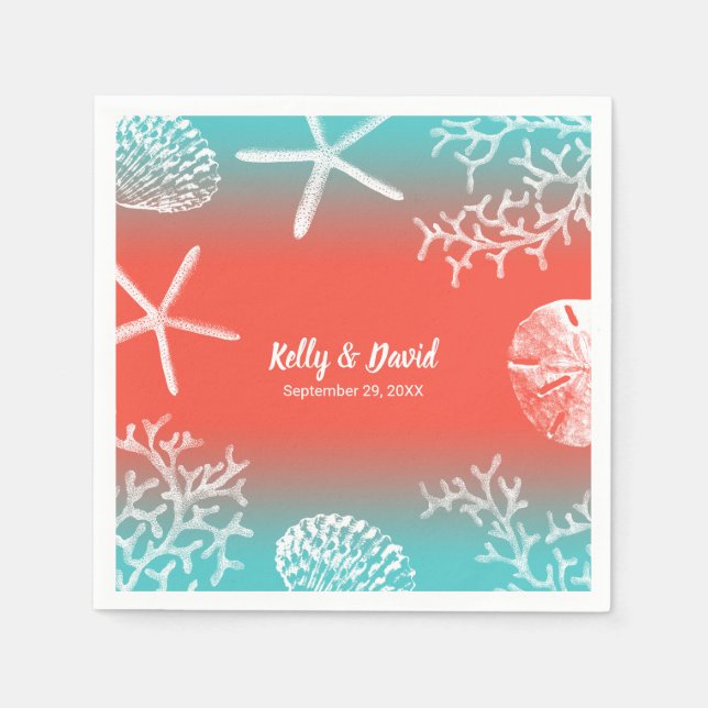 Coral Reef Starfish Tropical Beach Wedding Serviette (Vorderseite)