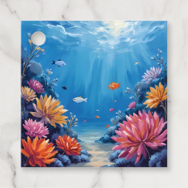 Coral Reef Under the Sea Ocean Painting Geschenkanhänger (Vorderseite)