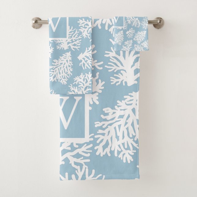 Coral Reefs Sommer Küstenstrandmonogramm Außenbere Badhandtuch Set (Insitu)