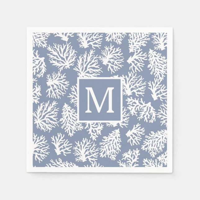 Coral Reefs Sommer Küstenstrandmonogramm Außenbere Serviette (Vorderseite)