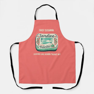 Coral Retro Sardine Cooking Italienischer Koch Schürze
