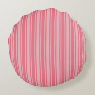 Coral rosa Candy Streifen Rundes Kissen