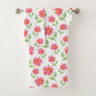 Coral rose aquarelle Motif marguerite