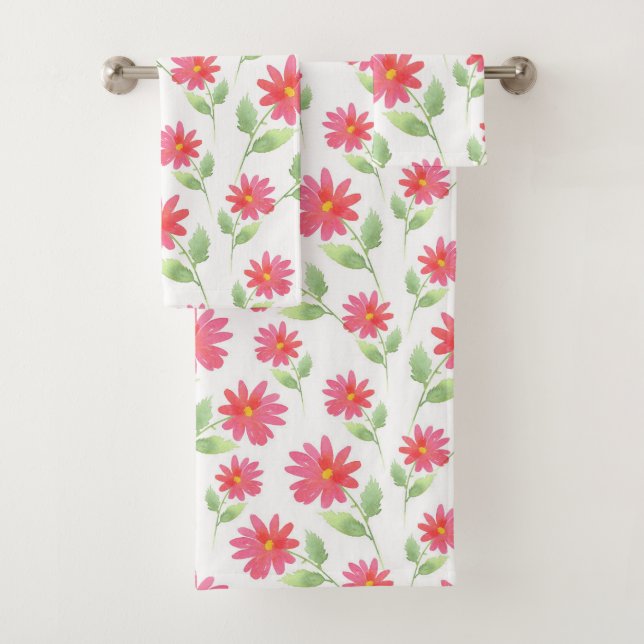 Coral rose aquarelle Motif marguerite (En situation)