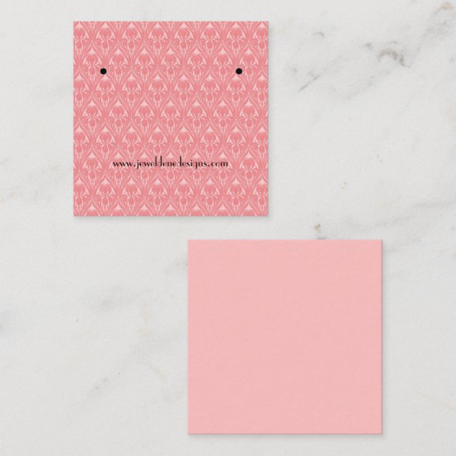 Coral rose Art Déco Iris Boucles d'oreilles Carte  (Devant / Derrière)