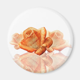 Coral Rose Blossom mit Notenmusik Magnet