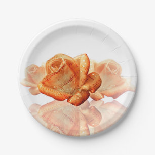 Coral Rose Blossom mit Notenmusik Pappteller