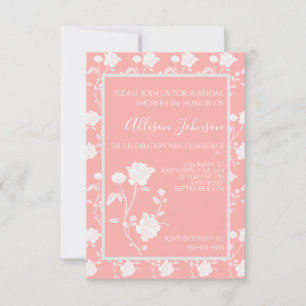 Coral Rose Bridal Dusche Einladung