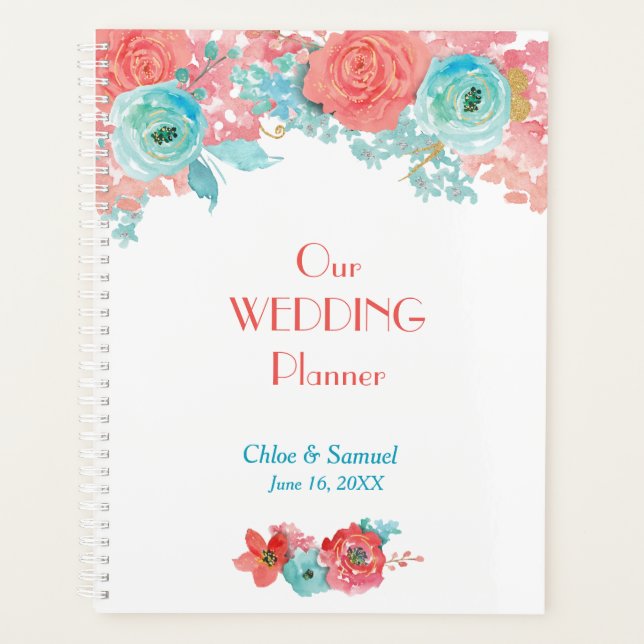 Coral rose et Aqua Mariage Floral (Devant)