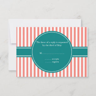 Coral rose et blanc rayures et mariage Teal RSVP