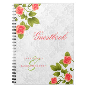 Coral Rose Flowers - Guestbook Notizblock