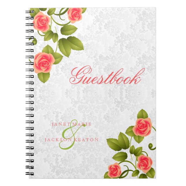 Coral Rose Flowers - Guestbook Notizblock (Vorderseite)