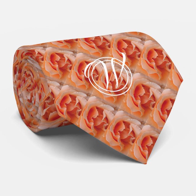CORAL-ROSE mit Christlicher Scriptermonogramm Krawatte (Gerollt)
