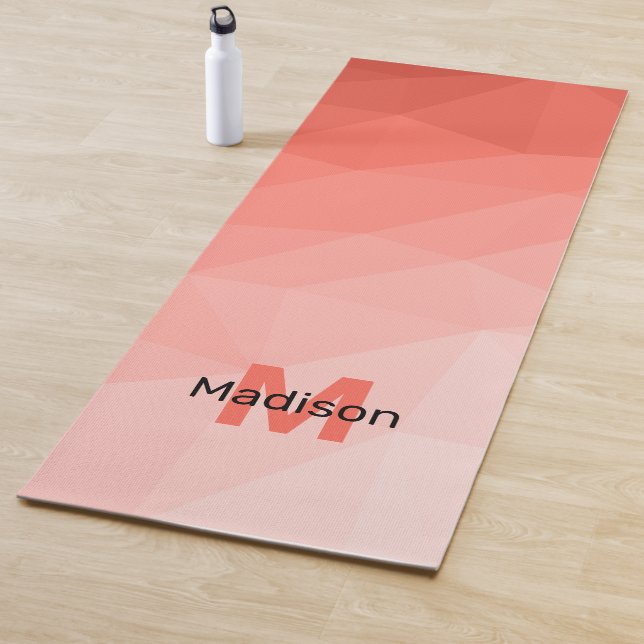 Coral Rose ombre Geometric Mesh Muster Monogram Yogamatte (Beispiel)