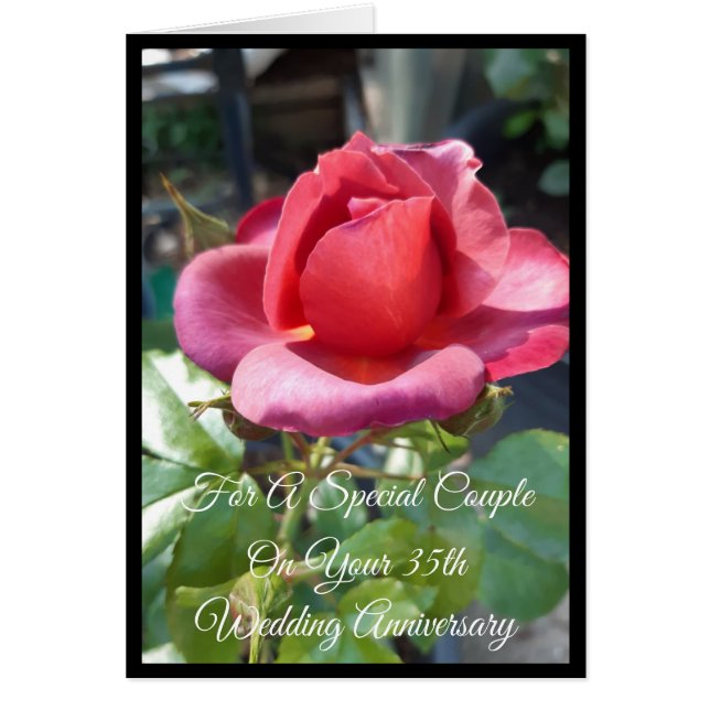 Coral Rose Personnalisé 35e anniversaire Mariage (Devant)