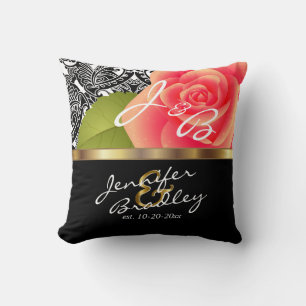 Coral Rose Wedding Design - Personalisieren Kissen
