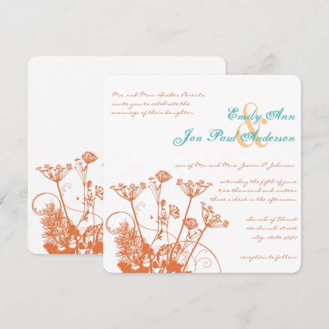 Coral Rose Wilde Blume Hochzeiten Einladungen (Vorne/Hinten)