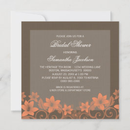 Coral Rustic Floral Fête des mariées Invitation