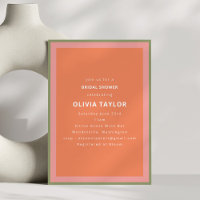 Coral Sage Pink Moderne Geometrische Brautparty