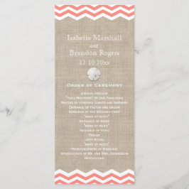 Coral Sand Dollar & Chevron Wedding Programme