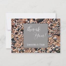Coral Sand & Muscheln am Meer, Hochzeit am moderne Dankeskarte