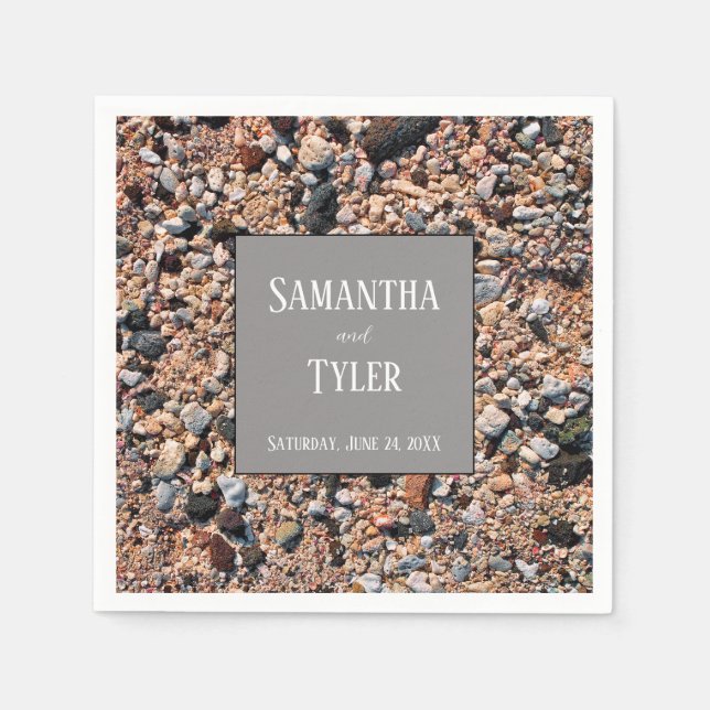 Coral Sand & Muscheln am Meer, Hochzeit am moderne Serviette (Vorderseite)