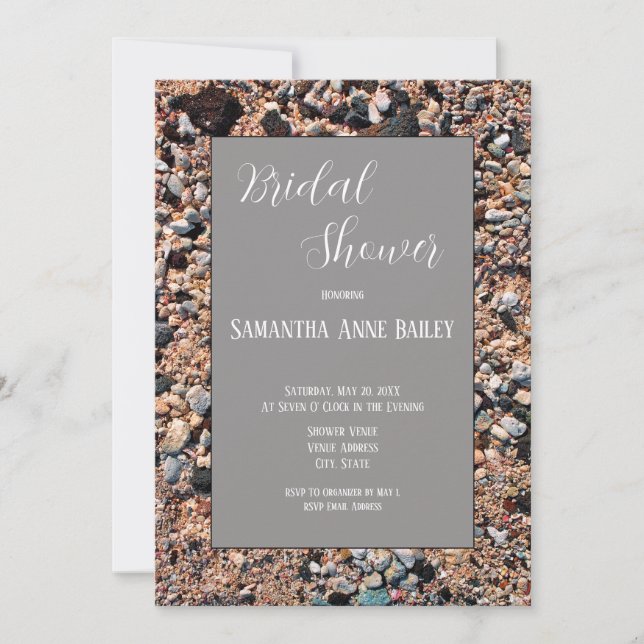 Coral Sand & Muscheln, Modern Beach, Bridal Einladung (Vorderseite)