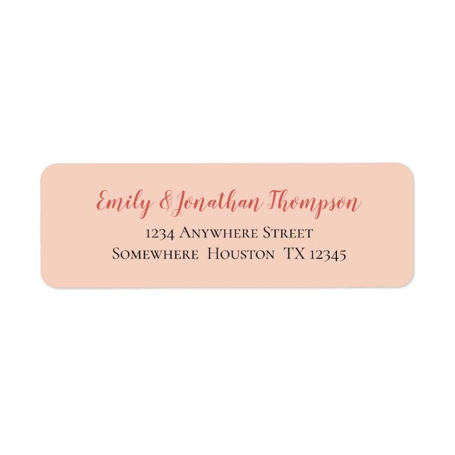 Coral Script schwarzer Text Peach Rücksendeadresse (Vorne)