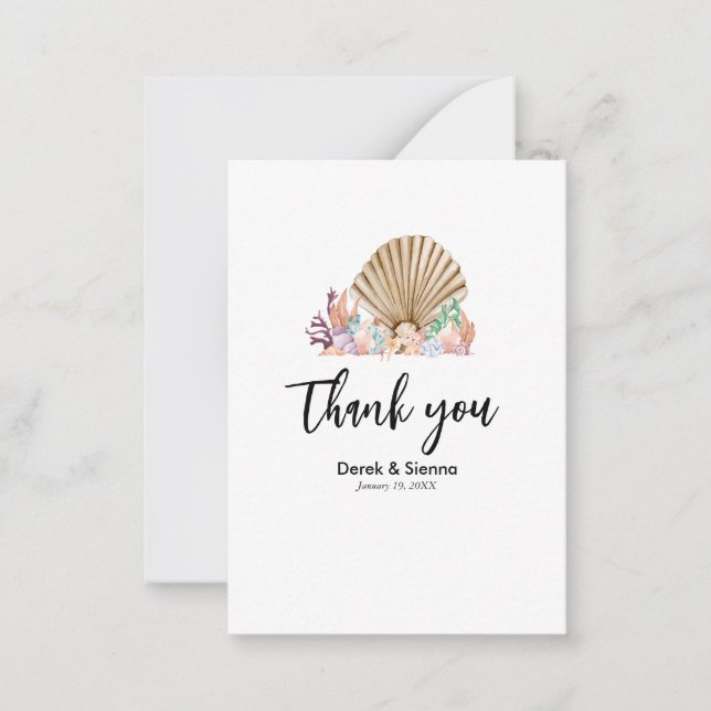 Coral & Seashell Beach Wedding Note Card Mitteilungskarte (Vorderseite)