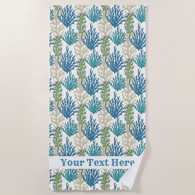 Coral Seaweed Pattern Zolltariftext Strandtuch (Vorderseite)