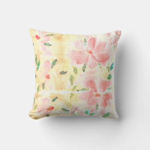 Coral Shabby Chic Floral Kissen