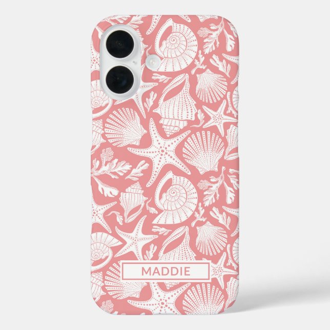 Coral Shells Personalized iPhone 16 Hülle (Rückseite)