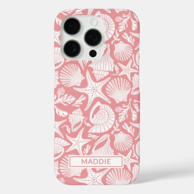 Coral Shells Personalized iPhone 16 Pro Hülle (Rückseite)