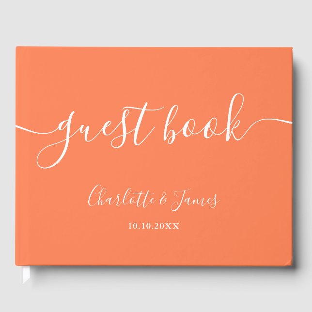 Coral Signature Script Wedding Gästebuch (Vorderseite)
