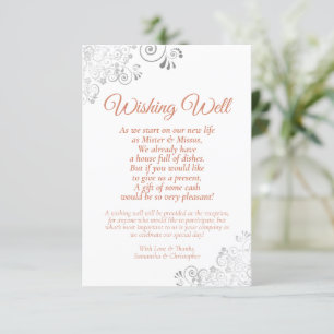 Coral & Silver auf White Wedding wünscht gutes Ged Begleitkarte