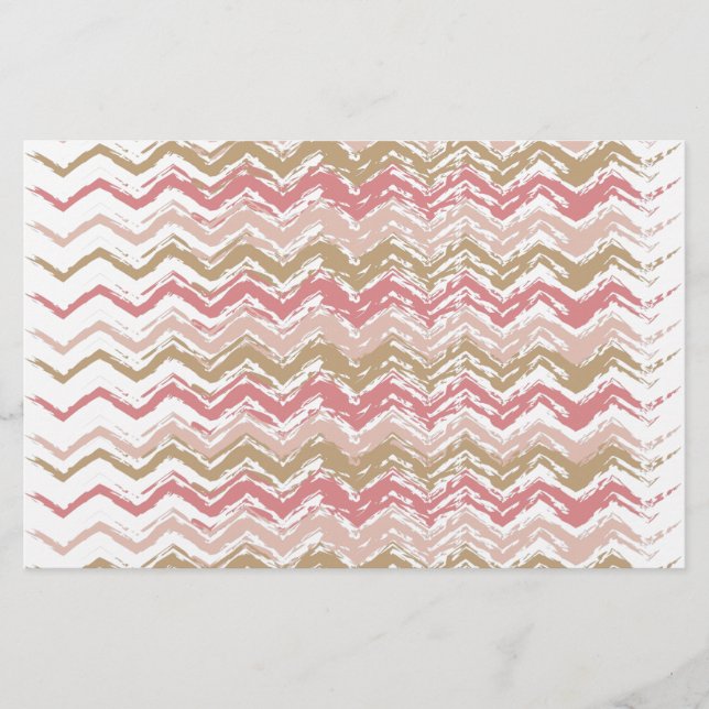 Coral Spice Scribble ZigZag Zickzack Muster Briefpapier (Vorderseite)