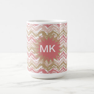Coral Spice Scribble ZigZag Zickzack Muster Kaffeetasse