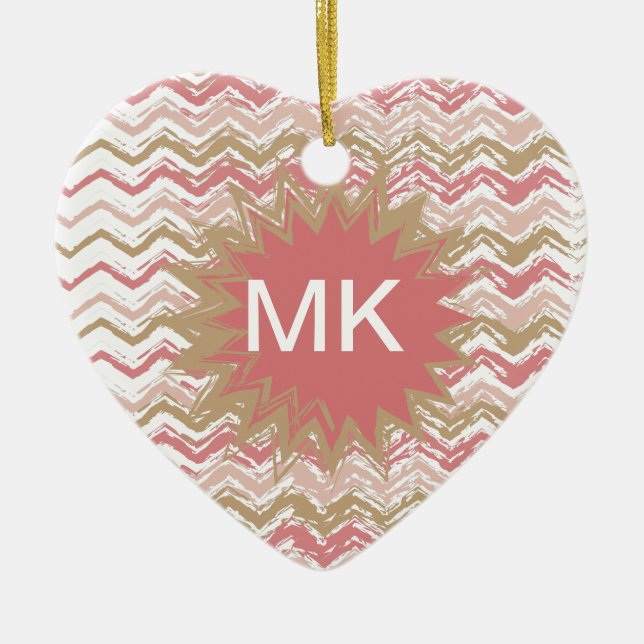 Coral Spice Scribble ZigZag Zickzack Muster Keramikornament (Vorne)