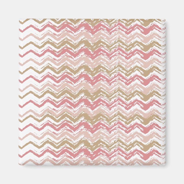 Coral Spice Scribble ZigZag Zickzack Muster Magnet (Vorne)