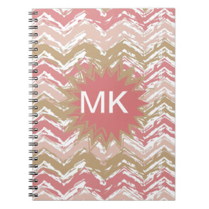 Coral Spice Scribble ZigZag Zickzack Muster Notizblock